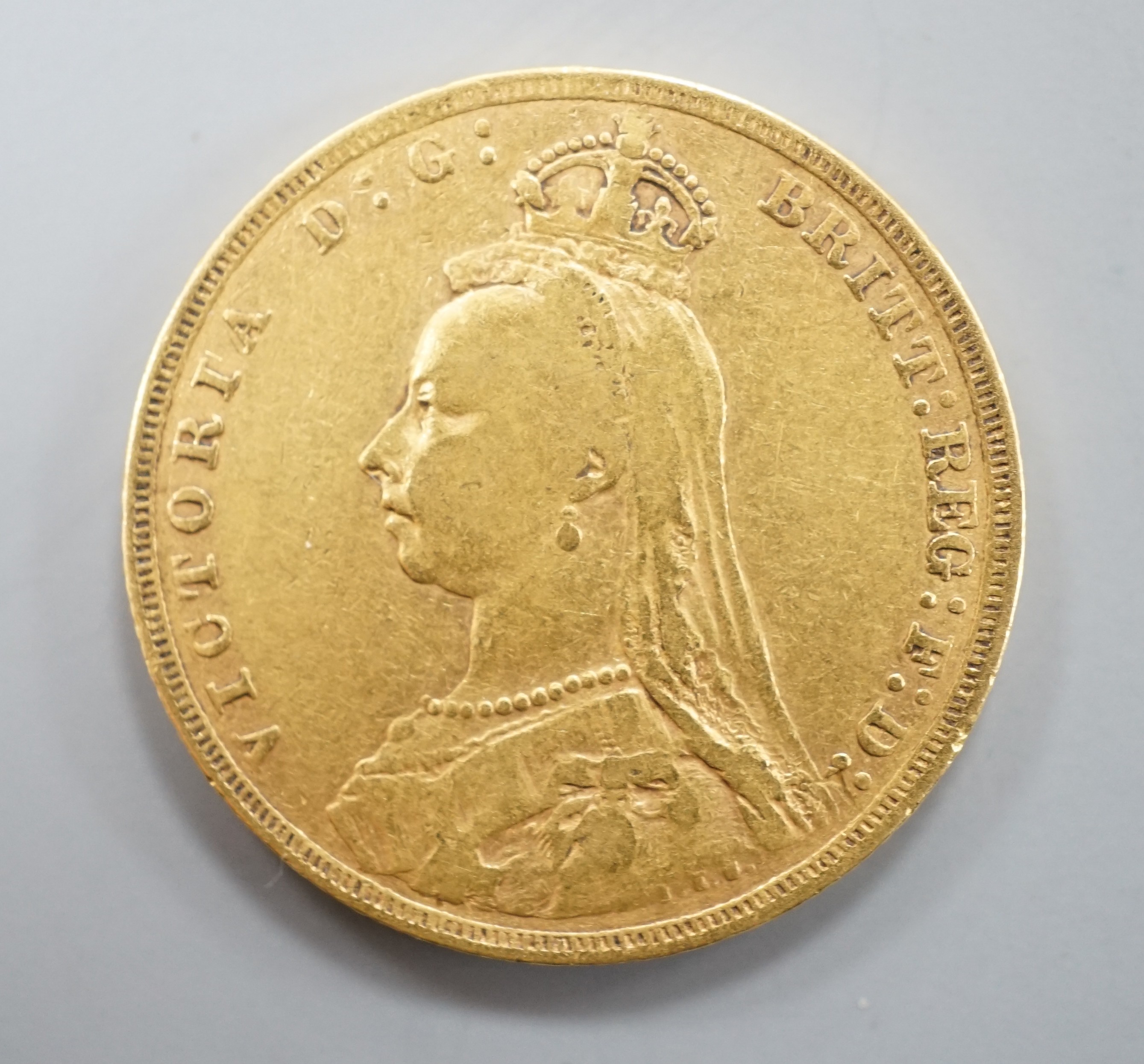 A Victorian 1891 gold sovereign.